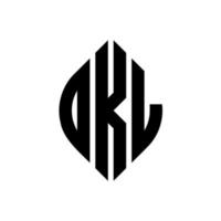 diseño de logotipo de letra de círculo dkl con forma de círculo y elipse. letras de elipse dkl con estilo tipográfico. las tres iniciales forman un logo circular. vector de marca de letra de monograma abstracto del emblema del círculo dkl.