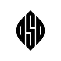 DSO circle letter logo design with circle and ellipse shape. DSO ellipse letters with typographic style. The three initials form a circle logo. DSO Circle Emblem Abstract Monogram Letter Mark Vector. vector