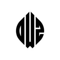 diseño de logotipo de letra circular dwz con forma de círculo y elipse. letras de elipse dwz con estilo tipográfico. las tres iniciales forman un logo circular. vector de marca de letra de monograma abstracto del emblema del círculo dwz.