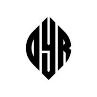 diseño de logotipo de letra de círculo dyr con forma de círculo y elipse. letras de elipse dyr con estilo tipográfico. las tres iniciales forman un logo circular. vector de marca de letra de monograma abstracto del emblema del círculo dyr.