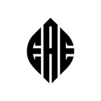 EAE circle letter logo design with circle and ellipse shape. EAE ellipse letters with typographic style. The three initials form a circle logo. EAE Circle Emblem Abstract Monogram Letter Mark Vector. vector