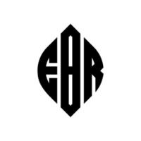 diseño de logotipo de letra de círculo ebr con forma de círculo y elipse. ebr elipse letras con estilo tipográfico. las tres iniciales forman un logo circular. vector de marca de letra de monograma abstracto del emblema del círculo ebr.