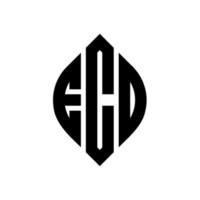 ECO circle letter logo design with circle and ellipse shape. ECO ellipse letters with typographic style. The three initials form a circle logo. ECO Circle Emblem Abstract Monogram Letter Mark Vector. vector