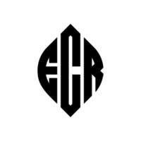 ECR circle letter logo design with circle and ellipse shape. ECR ellipse letters with typographic style. The three initials form a circle logo. ECR Circle Emblem Abstract Monogram Letter Mark Vector. vector