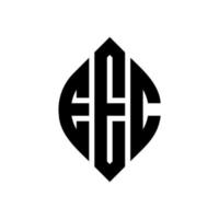 EEC circle letter logo design with circle and ellipse shape. EEC ellipse letters with typographic style. The three initials form a circle logo. EEC Circle Emblem Abstract Monogram Letter Mark Vector. vector