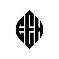 EEX circle letter logo design with circle and ellipse shape. EEX ellipse letters with typographic style. The three initials form a circle logo. EEX Circle Emblem Abstract Monogram Letter Mark Vector. vector