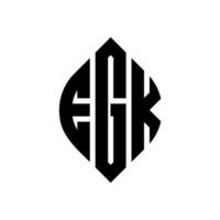 diseño de logotipo de letra de círculo egk con forma de círculo y elipse. egk letras elipses con estilo tipográfico. las tres iniciales forman un logo circular. vector de marca de letra de monograma abstracto del emblema del círculo egk.