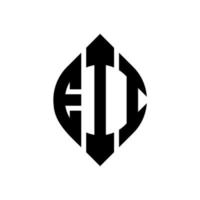 diseño de logotipo de letra de círculo eii con forma de círculo y elipse. eii letras elipses con estilo tipográfico. las tres iniciales forman un logo circular. vector de marca de letra de monograma abstracto del emblema del círculo eii.