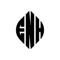 ENX circle letter logo design with circle and ellipse shape. ENX ellipse letters with typographic style. The three initials form a circle logo. ENX Circle Emblem Abstract Monogram Letter Mark Vector. vector