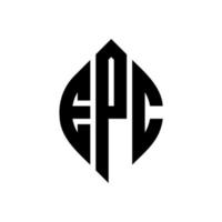 diseño de logotipo de letra de círculo epc con forma de círculo y elipse. letras elipses epc con estilo tipográfico. las tres iniciales forman un logo circular. vector de marca de letra de monograma abstracto del emblema del círculo epc.