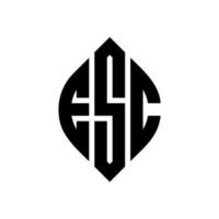 ESC circle letter logo design with circle and ellipse shape. ESC ellipse letters with typographic style. The three initials form a circle logo. ESC Circle Emblem Abstract Monogram Letter Mark Vector. vector