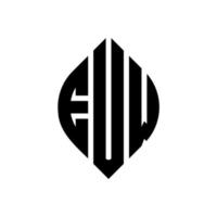 diseño de logotipo de letra de círculo euw con forma de círculo y elipse. euw letras elipses con estilo tipográfico. las tres iniciales forman un logo circular. euw círculo emblema resumen monograma letra marca vector. vector