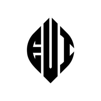 EUI circle letter logo design with circle and ellipse shape. EUI ellipse letters with typographic style. The three initials form a circle logo. EUI Circle Emblem Abstract Monogram Letter Mark Vector. vector