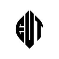 diseño de logotipo de letra de círculo evt con forma de círculo y elipse. evt elipse letras con estilo tipográfico. las tres iniciales forman un logo circular. vector de marca de letra de monograma abstracto del emblema del círculo evt.