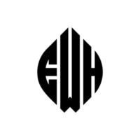 EWH circle letter logo design with circle and ellipse shape. EWH ellipse letters with typographic style. The three initials form a circle logo. EWH Circle Emblem Abstract Monogram Letter Mark Vector. vector