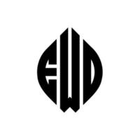 Diseño de logotipo de letra de círculo ewo con forma de círculo y elipse. ewo letras elipses con estilo tipográfico. las tres iniciales forman un logo circular. vector de marca de letra de monograma abstracto del emblema del círculo ewo.