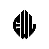EWL circle letter logo design with circle and ellipse shape. EWL ellipse letters with typographic style. The three initials form a circle logo. EWL Circle Emblem Abstract Monogram Letter Mark Vector. vector
