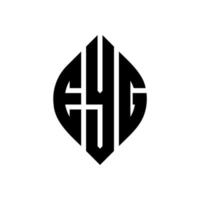 EYG circle letter logo design with circle and ellipse shape. EYG ellipse letters with typographic style. The three initials form a circle logo. EYG Circle Emblem Abstract Monogram Letter Mark Vector. vector