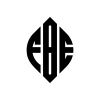 FBE circle letter logo design with circle and ellipse shape. FBE ellipse letters with typographic style. The three initials form a circle logo. FBE Circle Emblem Abstract Monogram Letter Mark Vector. vector
