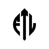 diseño de logotipo de letra de círculo ftl con forma de círculo y elipse. Letras de elipse ftl con estilo tipográfico. las tres iniciales forman un logo circular. vector de marca de letra de monograma abstracto del emblema del círculo ftl.