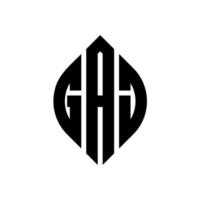 diseño de logotipo de letra de círculo gaj con forma de círculo y elipse. letras elipses gaj con estilo tipográfico. las tres iniciales forman un logo circular. vector de marca de letra de monograma abstracto del emblema del círculo gaj.