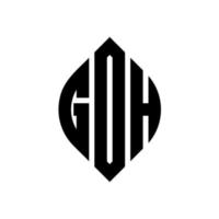 diseño de logotipo de letra de círculo gdh con forma de círculo y elipse. gdh letras elipses con estilo tipográfico. las tres iniciales forman un logo circular. gdh círculo emblema resumen monograma letra marca vector. vector