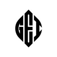 GEI circle letter logo design with circle and ellipse shape. GEI ellipse letters with typographic style. The three initials form a circle logo. GEI Circle Emblem Abstract Monogram Letter Mark Vector. vector