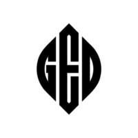GEO circle letter logo design with circle and ellipse shape. GEO ellipse letters with typographic style. The three initials form a circle logo. GEO Circle Emblem Abstract Monogram Letter Mark Vector. vector