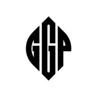 diseño de logotipo de letra de círculo ggp con forma de círculo y elipse. letras elipses ggp con estilo tipográfico. las tres iniciales forman un logo circular. vector de marca de letra de monograma abstracto del emblema del círculo ggp.