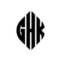 GHK circle letter logo design with circle and ellipse shape. GHK ellipse letters with typographic style. The three initials form a circle logo. GHK Circle Emblem Abstract Monogram Letter Mark Vector. vector