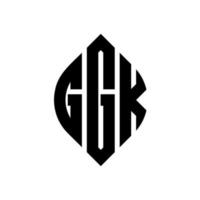 Diseño de logotipo de letra de círculo ggk con forma de círculo y elipse. letras elipses ggk con estilo tipográfico. las tres iniciales forman un logo circular. ggk círculo emblema resumen monograma letra marca vector. vector