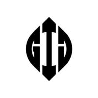 GIJ circle letter logo design with circle and ellipse shape. GIJ ellipse letters with typographic style. The three initials form a circle logo. GIJ Circle Emblem Abstract Monogram Letter Mark Vector. vector