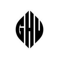 diseño de logotipo de letra de círculo ghv con forma de círculo y elipse. letras elipses ghv con estilo tipográfico. las tres iniciales forman un logo circular. ghv círculo emblema resumen monograma letra marca vector. vector