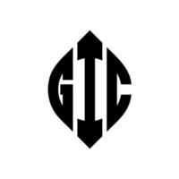 diseño de logotipo de letra de círculo gic con forma de círculo y elipse. letras de elipse gic con estilo tipográfico. las tres iniciales forman un logo circular. vector de marca de letra de monograma abstracto del emblema del círculo gic.