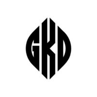 diseño de logotipo de letra de círculo gkd con forma de círculo y elipse. gkd letras elipses con estilo tipográfico. las tres iniciales forman un logo circular. vector de marca de letra de monograma abstracto del emblema del círculo gkd.
