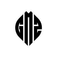 diseño de logotipo de letra de círculo gmz con forma de círculo y elipse. gmz letras elipses con estilo tipográfico. las tres iniciales forman un logo circular. Vector de marca de letra de monograma abstracto del emblema del círculo gmz.