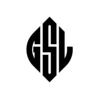 diseño de logotipo de letra de círculo gsl con forma de círculo y elipse. gsl elipse letras con estilo tipográfico. las tres iniciales forman un logo circular. vector de marca de letra de monograma abstracto del emblema del círculo gsl.