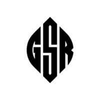 diseño de logotipo de letra de círculo gsr con forma de círculo y elipse. gsr elipse letras con estilo tipográfico. las tres iniciales forman un logo circular. vector de marca de letra de monograma abstracto del emblema del círculo gsr.