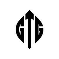diseño de logotipo de letra de círculo gtg con forma de círculo y elipse. letras elipses gtg con estilo tipográfico. las tres iniciales forman un logo circular. vector de marca de letra de monograma abstracto del emblema del círculo gtg.