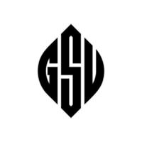 diseño de logotipo de letra de círculo gsu con forma de círculo y elipse. gsu elipse letras con estilo tipográfico. las tres iniciales forman un logo circular. gsu círculo emblema resumen monograma letra marca vector. vector