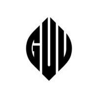 diseño de logotipo de letra de círculo gvu con forma de círculo y elipse. gvu letras elipses con estilo tipográfico. las tres iniciales forman un logo circular. gvu círculo emblema resumen monograma letra marca vector. vector