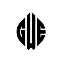 diseño de logotipo de letra de círculo gwe con forma de círculo y elipse. gwe elipse letras con estilo tipográfico. las tres iniciales forman un logo circular. gwe círculo emblema resumen monograma letra marca vector. vector