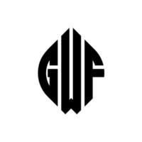 diseño de logotipo de letra de círculo gwf con forma de círculo y elipse. gwf elipse letras con estilo tipográfico. las tres iniciales forman un logo circular. gwf círculo emblema resumen monograma letra marca vector. vector