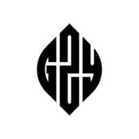 diseño de logotipo de letra de círculo gzy con forma de círculo y elipse. gzy letras elipses con estilo tipográfico. las tres iniciales forman un logo circular. vector de marca de letra de monograma abstracto del emblema del círculo gzy.