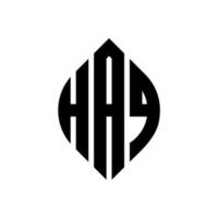 diseño de logotipo de letra de círculo haq con forma de círculo y elipse. haq letras elipses con estilo tipográfico. las tres iniciales forman un logo circular. vector de marca de letra de monograma abstracto del emblema del círculo haq.