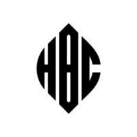 diseño de logotipo de letra de círculo hbc con forma de círculo y elipse. hbc letras elipses con estilo tipográfico. las tres iniciales forman un logo circular. vector de marca de letra de monograma abstracto del emblema del círculo de hbc.