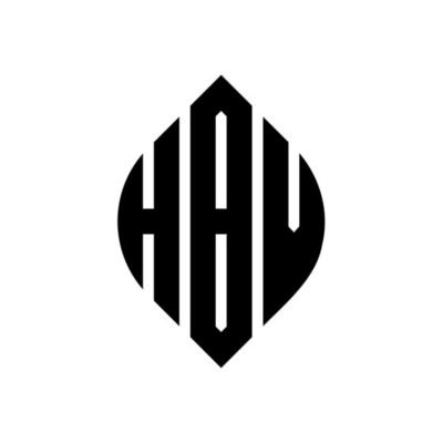 HBV circle letter logo design with circle and ellipse shape. HBV ellipse letters with typographic style. The three initials form a circle logo. HBV Circle Emblem Abstract Monogram Letter Mark Vector.