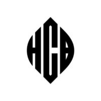 diseño de logotipo de letra de círculo hcb con forma de círculo y elipse. hcb letras elipses con estilo tipográfico. las tres iniciales forman un logo circular. vector de marca de letra de monograma abstracto del emblema del círculo hcb.