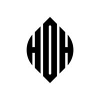 diseño de logotipo de letra de círculo hdh con forma de círculo y elipse. letras de elipse hdh con estilo tipográfico. las tres iniciales forman un logo circular. vector de marca de letra de monograma abstracto del emblema del círculo hdh.