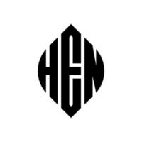 HEN circle letter logo design with circle and ellipse shape. HEN ellipse letters with typographic style. The three initials form a circle logo. HEN Circle Emblem Abstract Monogram Letter Mark Vector. vector